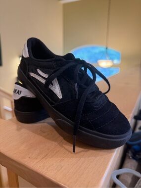 Kids Black and White Sneakers - Classic Lace-Up Trainer